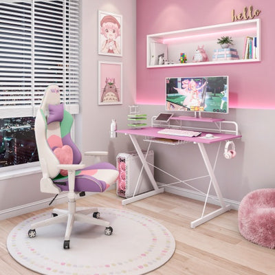 Techni Sport TS 200 Carbon Computer Gaming Desk With Shelving